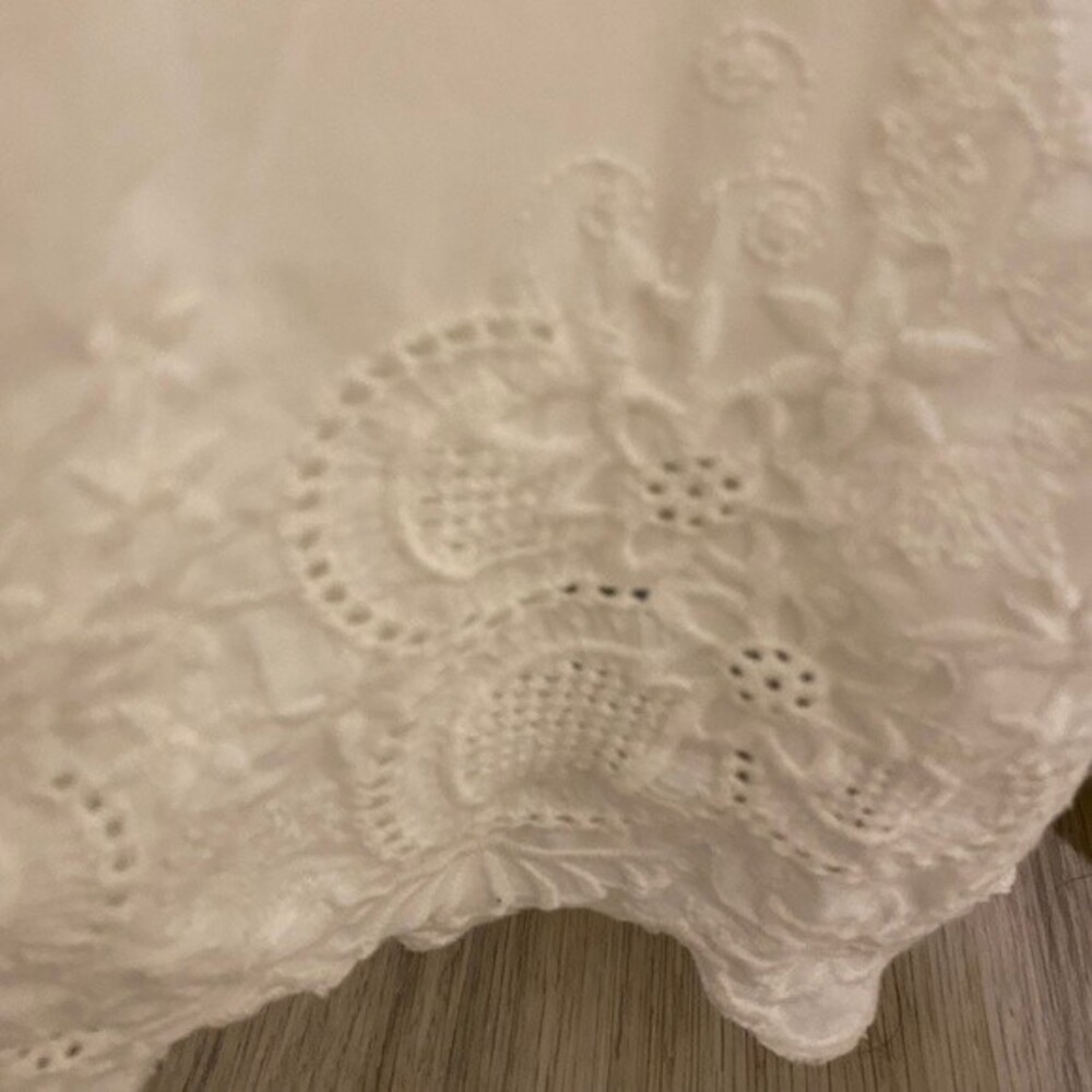 Jason Wu Tiered Cotton Eyelet Maxi Dress Ivory Large White Summer Shoulder Tie - Picture 3 of 14